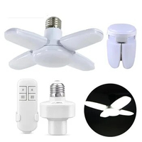 E27 LED Bulb Fan Blade Folding LED Bulb Household Garage Ceiling Lamp with Remote Control AC 85-265V 28W/36W Timing Lamp