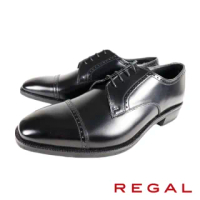 【REGAL】時尚橫飾德比紳士皮鞋(黑色 W41B-BL)