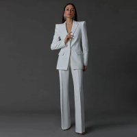 White Pant Suits Women Single Button Blazer Tailore-Made Plus Size Mother Of Bride Dress Female Ladies Jacket Pants 2 Pieces Set