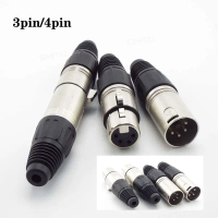 Penyambung Kabel Audio XLR, 1 Pasang, 3 Pin atau 4 Pin, Palam Lelaki MIC, Bicu Perempuan, Profesiona