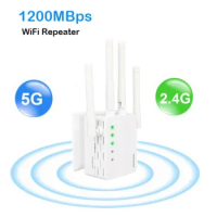 AC1200M Wifi Signal Booster 300Mbps/867Mbps WiFi Extender Booster 5GHz &amp; 2.4GHz Dual Band WPS Router 4 Antennas 802.11N/g/b/ac