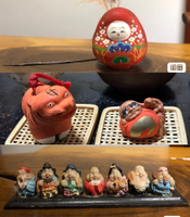 日本中古回流手繪畫片灑金工藝葫蘆娃娃 人偶陶玲 擺飾置物茶寵