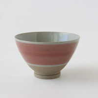 【Just Home】日本製色釉4.7吋陶瓷飯碗 線條紅(日本製瓷器 飯碗 碗盤)