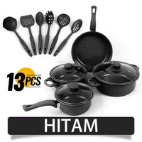 SKY - Cookware Panci Set Wajan Penggorengan Spatula Set Isi 13Pcs 1 Set Frypan Saucepan Hitam 13pcs