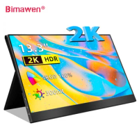 Bimawen 13.3 inch 2K Portable Monitor with Built-in Stand Speaker 60HZ 300nit For PS5 Game XBOX Swit