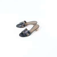 Sandal HERMES OASIS BLACK BLOCK HEELS 100% ORIGINAL 38.5