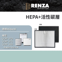 RENZA 適用Hitachi 日立 UDP-J70 UDP-J71 UDP-J60 UDP-G25 K62 K72 空氣清淨機(2合1HEPA+活性碳濾網)