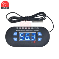XH-W1308 W1308 AC/DC 12V Digital Thermostat Temp Alarm Temperature Controller Switch Control NTC Sensor Meter Blue LED Display