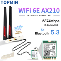 Wifi 6E Intel AX210 5374Mbps Tri Band M.2 Wifi Wireless Card Bluetooth 5.3 802.11ac/ax AX210NGW With 10dbi Antennas For Win 10