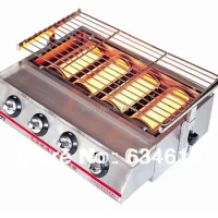 Indoor And Outdoor Bbq Gas Infrared Grill, Stainless Steel Smokeless Barbecue Stove, Portable Four-Burner Energy Saving Grill