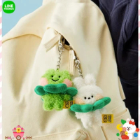 Line Friends Mininiguman Anime Plush Keychain Kawaii Lenini Conini Doll Shape Bag Ornaments Cartoon Decorative Hand Puppet Toys