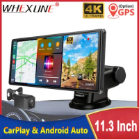 11.3 Inch Dash Cam Camera 4K 2160P Car DVR Recording Carplay &amp; Android Auto Wireless Connection 5G WiFi GPS Navigation Dashboard