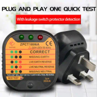 ZPCT1806A Outlet Socket Tester Detector Circuit Polarity Voltage Plug Breaker EU UK Ground Zero Line Switch Safety Electroscope