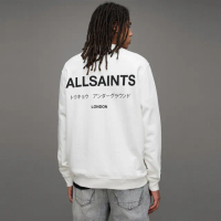 【ALLSAINTS】UNDERGROUND 長袖衛衣ASHEN WHITE MG049W(寬鬆版型)