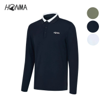 【HONMA 本間高爾夫】男款撞色羅紋長袖POLO衫 日本高爾夫專業品牌(M~XL白色、綠色、海軍藍HMJQ705R805)