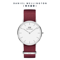 Daniel Wellington DW 手錶 Classic Roselyn 36mm玫瑰紅織紋錶-白錶盤-銀框 DW00100272