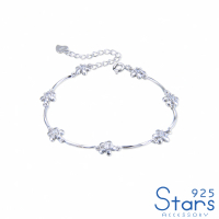 【925 STARS】純銀925閃耀鋯石甜美花朵造型手鍊(純銀925手鍊 鋯石手鍊 花朵手鍊)
