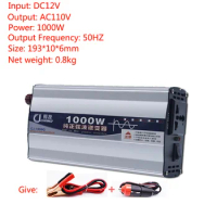 Pure Sine Wave Inverter DC12V Turn AC110V 1000W Voltage Transformer Power Converter Solar Inverter Without digital display