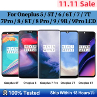 1+ 6 LCD AMOLED For Oneplus 5 LCD 5T 6T 7T 7Pro 7T Pro 8Pro 9R 9Pro LCD Display Touch Screen Replacement For Oneplus 7 Display