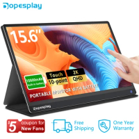 Dopesplay Portable Touchscreen Monitor Built-in 10800mAh Battery 120Hz Laptop 15.6 Inch Gaming Display PC 2K Ps4 Ps5 Travel