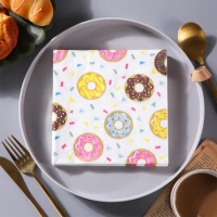 20Pcs/Pack Doughnut Printed Home Restaurant Bakery Tissue Napkin Papers Wedding Birthday Party Decor
