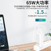 限時免運優惠【HERO】GaN氮化鎵65W USB-C PD 手機平板筆電快速充電器