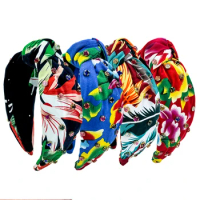 1PC Women New Fashion Hairband For Women Over Size Wide Side Headband Camouflage Vivid Cloth Turban Adult Hair Accessories