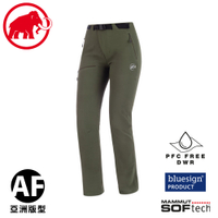 【MAMMUT 瑞士 女 Yadkin SO Pants AF 防潑水彈性軟殼長褲《綠鬣蜥》】1021-00171/休閒長褲