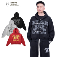 Áo Hoodie Zip 2 Chiều BST Hoàng Gia STEVE Urbania Chất Nỉ Bông Cao Cấp, Hình in kéo lụa công nghệ mớ