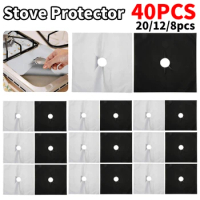 4-40PCS Stove Protector Cover Gas Stove Protector Burner Cover Foil Stovetop Mat Pad Clean Liner For Kitchen Cookware Reusable