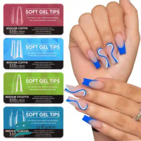Soft Gel Full Cover Nail Tips,Clear Gel False Nails Press On Nails for Nail Extension Manicure Soak Off