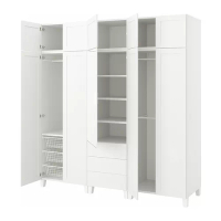 PLATSA 10門3抽屜衣櫃, 白色 straumen鏡面玻璃/sannidal白色, 220x57x231 公分