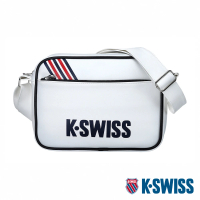 【K-SWISS】皮革側背包 Leather Bag Small-白(BG369-100)