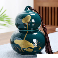 新中式福祿陶瓷葫蘆裝飾擺件玄關客廳酒櫃隔斷博古架復古小裝飾品 卡布奇諾