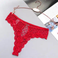 String Women Embroidery Heart Hollow Out Transparent Briefs Thongs Underwear Panties