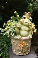 戶外花園別墅青蛙動物花盆庭院園林露臺布置草坪造景院子裝飾擺件