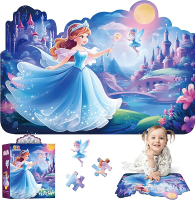Princess Floor Puzzles for Kids Ages 4-6 47 Pieces Pretty Princess & Sea Jigsaw Puzzles for Kids Gir