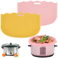 2Pcs Silicone Slow Cooker Liners Reusable Silicone Slow Cooker Divider Leakproof Hear-Resistant Slow Cooker Insert Liner