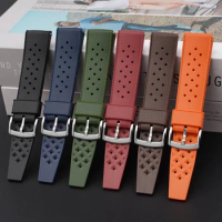 TPU Waterproof Watchband For Seiko Omega Watches 20/22MM Strap Replacement Square Hole Silver Pin buckle Watch band Accessories