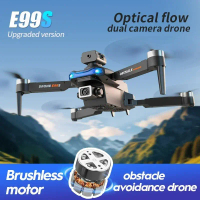 drone brushless E99S dual camera 4K optical flow sensor anti tabrak drone kamera remote control toys