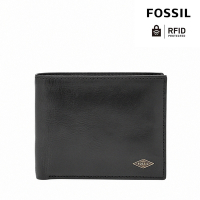 FOSSIL Ryan 真皮RFID證件夾男夾(可拆)-黑色 ML3829001 (禮盒組附鐵盒)