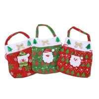 Christmas Treat Bag Pocket Sweet Candy Xmas Stocking Handbag Christmas Candy Bag Drawstring Gift Christmas Supplies Durable