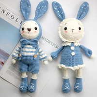 手工鉤針編織玩偶diy材料包手工制作禮物毛線娃娃情侶兔 免運開發票