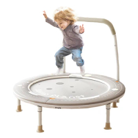 36" Foldable Kids Trampoline Indoor Toddler Fitness Jumping Trampoline Adjustable Upgraded Armrests Baby Exercise Toys Gift