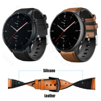 Leather Silicone Wrist Band For Amazfit GTR 2 Strap 22mm Watchband For Huami Amazfit GTR2 2e 47mm Pace Stratos 3 2 2s Bracelet