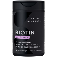 Sports Research Vegan Biotin with Organic Coconut Oil - Biotin Vitamin B7- Non-GMO & Gluten Free