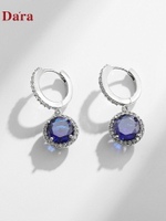 高級感設計感合成藍寶石耳環耳扣女年新款潮氣質小眾夏季耳飾