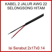 Kabel Serabut 2 jalur selongsong AWG 22 - 2x17x0.14 - AWG 22, 1 meter