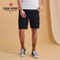 【JOHN HENRY】抽繩麻棉LOGO刺繡短褲-四色
