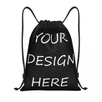 Custom Custom Your Photo Logo Text Print Drawstring Bags Men Women Lightweight Your Design Here DIY Sports Gym Storage Backpack